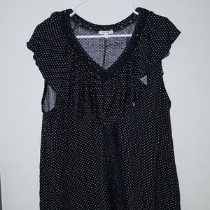 Maurices Plus Size (3x) Black Polkadot & Lace Top